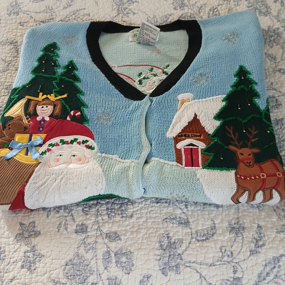 Vintage The Quacker Factory Size Medium Holiday Cardigan Sweater